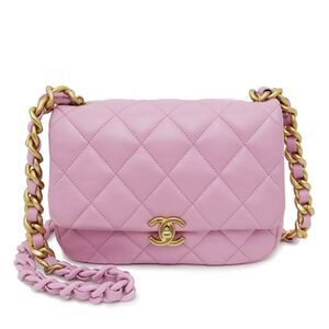 Chanel Matelasse Small Flap Bag As3206 Pink Chain Shoulder - Lambskin